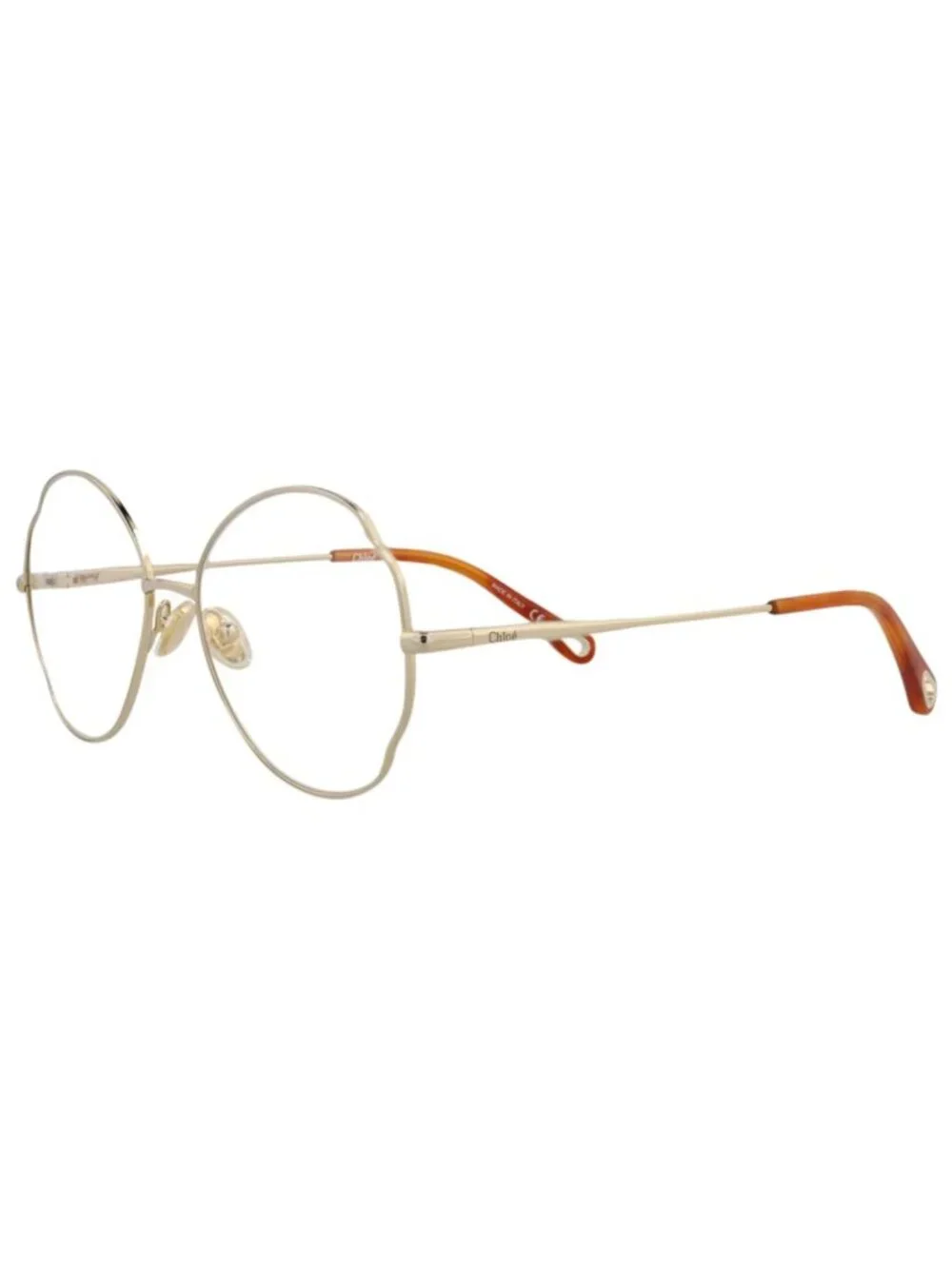 New Chloé Women's Eyeglasses Round Oval Metal Frame Gold Gold Transparent